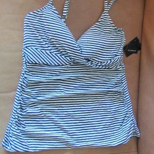 LAUREN Ralph Lauren Navy Stripe Tankini Swim Top